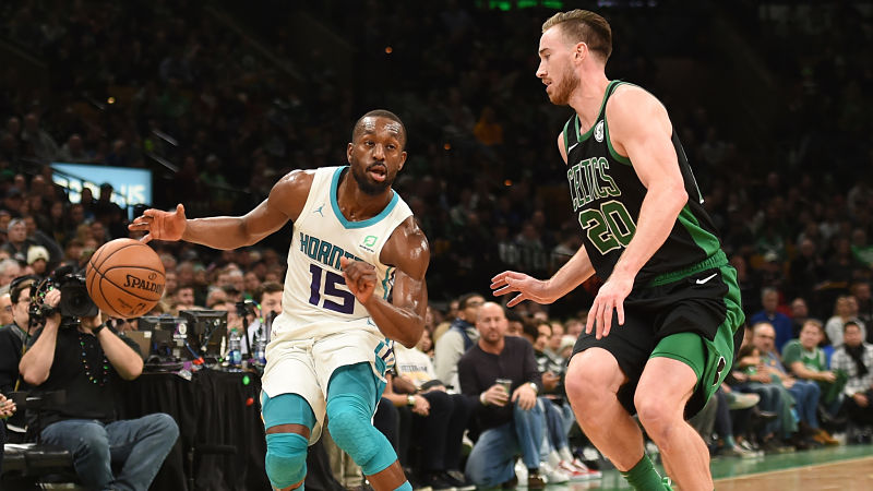 Charlotte Hornets guard Kemba Walker and Boston Celtics forward Gordon Hayward