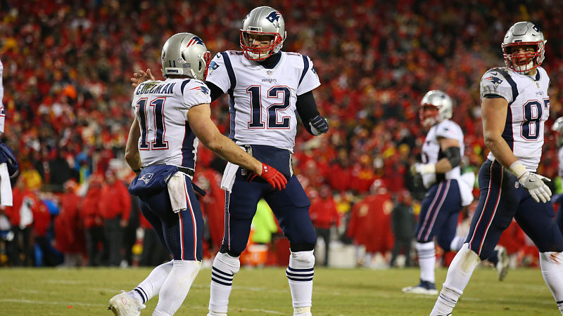 New England Patriots quarterback Tom Brady and wide receiver Julian Edelman