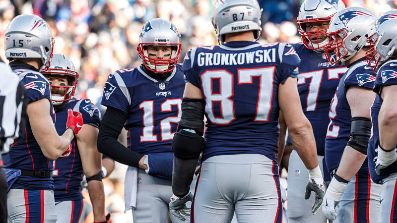 New England Patriots players Tom Brady and Rob Gronkowski
