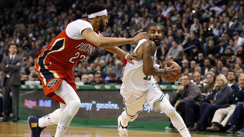 New Orleans Pelicans forward Anthony Davis and Boston Celtics guard Kyrie Irving
