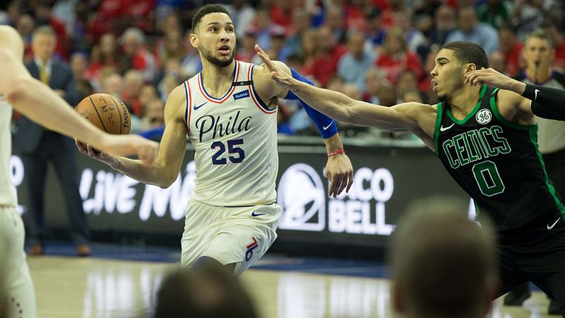 Philadelphia 76ers guard Ben Simmons and Boston Celtics forward Jayson Tatum