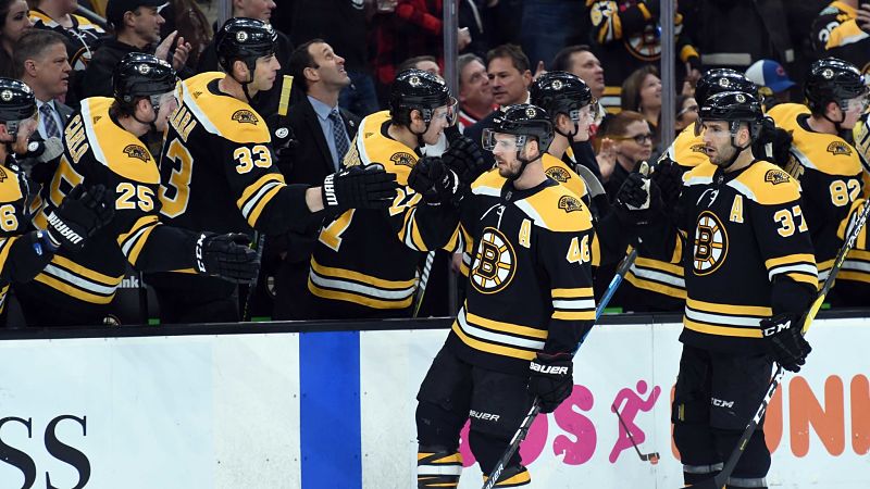 Boston Bruins forwards David Krejci and Patrice Bergeron