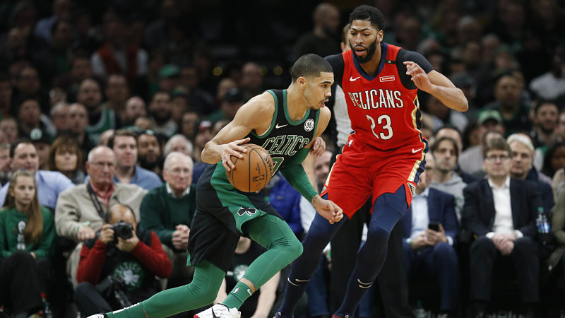 Boston Celtics forward Jayson Tatum and New Orleans Pelicans forward Anthony Davis