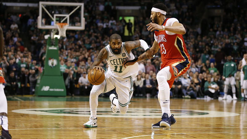 Boston Celtics guard Kyrie Irving and New Orleans Pelicans forward Anthony Davis
