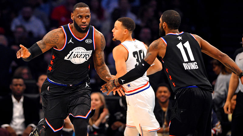 Los Angeles Lakers forward LeBron James and Boston Celtics guard Kyrie Irving