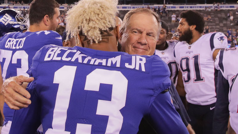 GIants wide receiver Odell Beckham Jr., Patriots head coach Bill Belichick