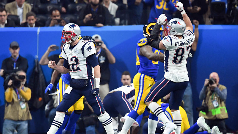 New England Patriots quarterback Tom Brady and tight end Rob Gronkowski