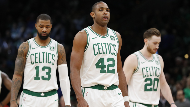 Boston Celtics' Marcus Morris, Al Horford And Gordon Hayward