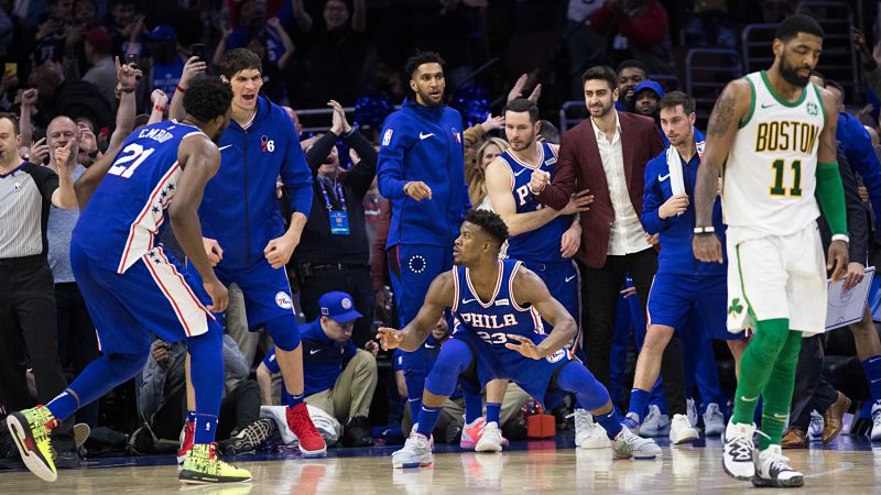 Philadelphia 76ers guard Jimmy Butler and Boston Celtics guard Kyrie Irving