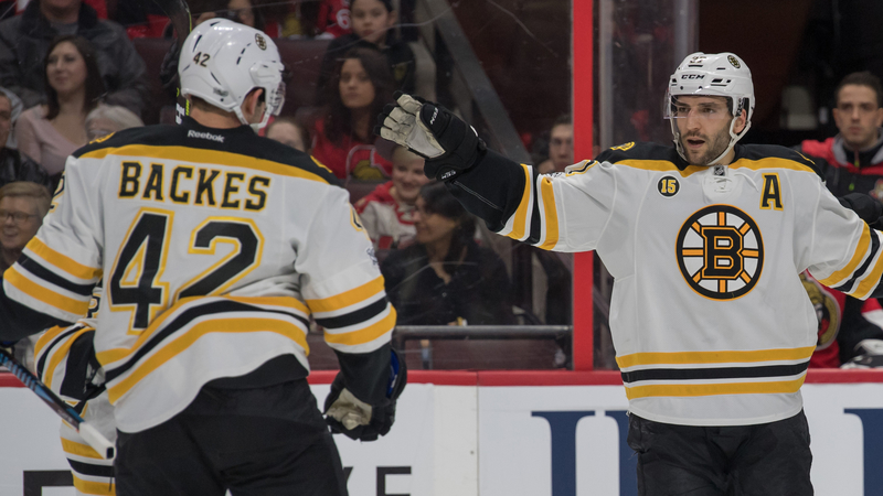 Boston Bruins' Patrice Bergeron, David Backes