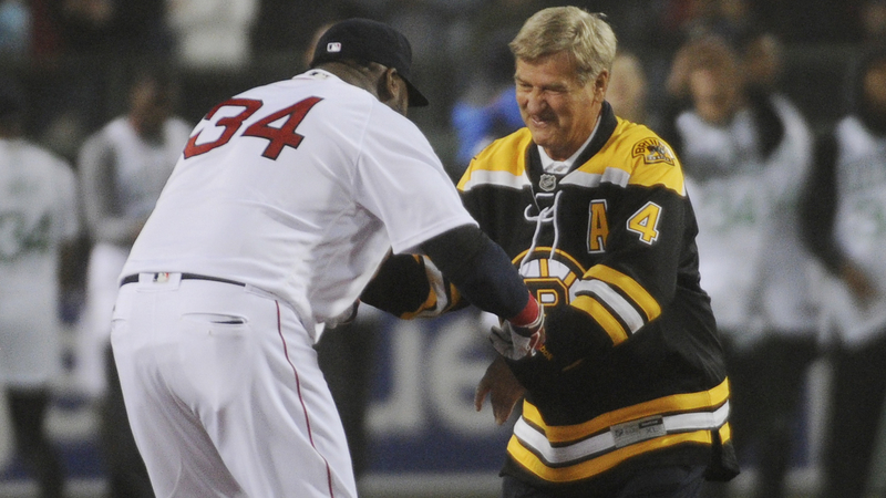 Boston Red Sox's David Ortiz, Boston Bruins Hall of Famer Bobby Orr