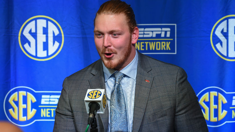 Arkansas Razorbacks offensive lineman Hjalte Froholdt