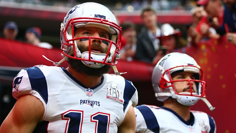 New England Patriots wide receiver Julian Edelman and Detroit Lions wide receiver Danny Amendola