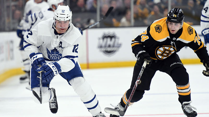 Toronto Maple Leafs forward Patrick Marleau, Boston Bruins forward Jake DeBrusk