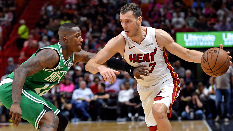 Celtics guard Terry Rozier, Heat guard Goran Dragic