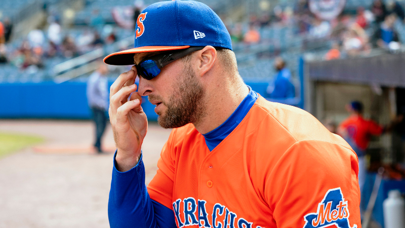 Syracuse Mets left fielder Tim Tebow