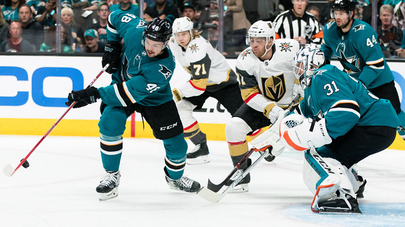 San Jose Sharks forward Tomas Hertl and Vegas Golden Knights forward Mark Stone
