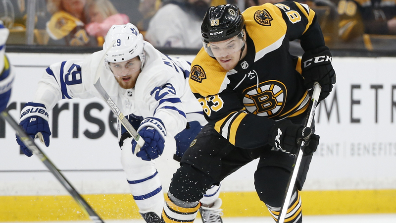 Toronto Maple Leafs' William Nylander And Boston Bruins' Karson Kuhlman