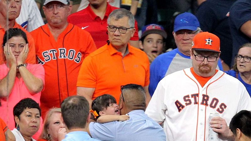Young Astros fan hit by foul ball