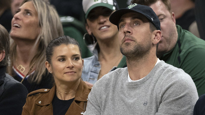 Former NASCAR driver Danica Patrick and Green Bay Packers Aaron Roders