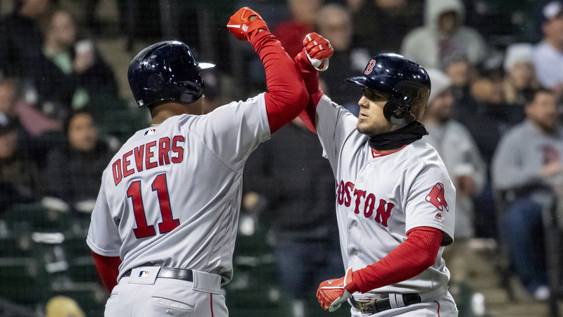 Boston Red Sox Third Baseman Rafael Devers And Second Baseman Michael Chavis