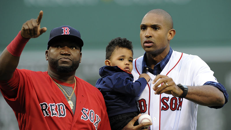 Former Boston Red Sox designated hitter David Ortiz with Boston Celtic forward Al Horford