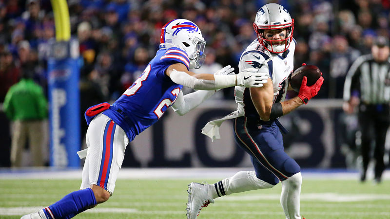Buffalo Bills safety Micah Hyde and New England Patriots wide receiver Julian Edelman