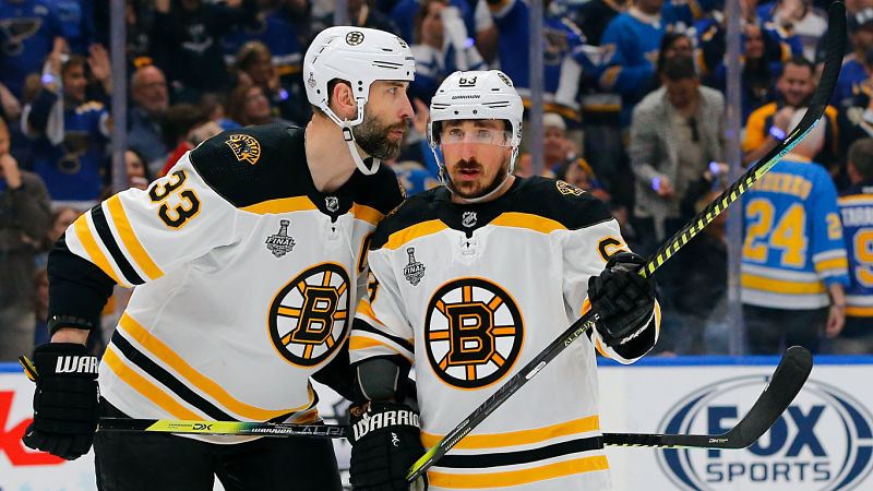 Boston Bruins Zdeno Chara, Brad Marchand