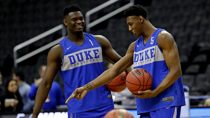 Duke Blue Devils forward Zion Williamson and Duke Blue Devils forward RJ Barrett
