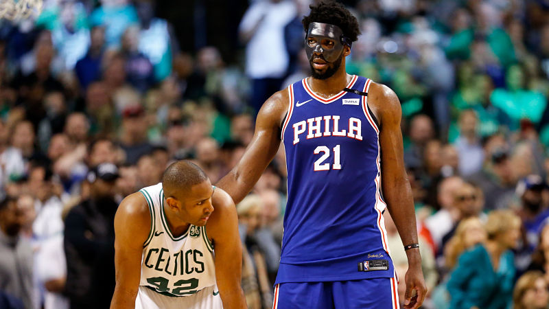 Boston Celtics forward Al Horford and Philadelphia 76ers center Joel Embiid