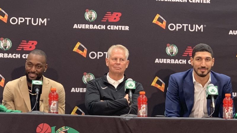 Boston Celtics guard Kemba Walker and president of basketball operations Danny Ainge