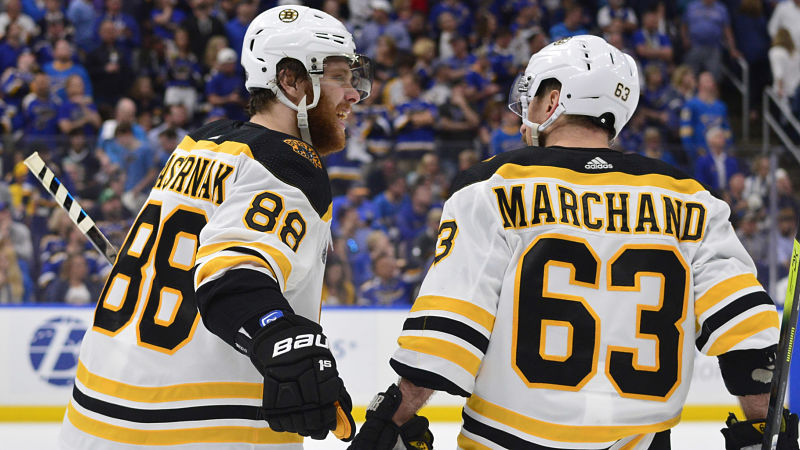Boston Bruins wingers Brad Marchand and David Pastrnak