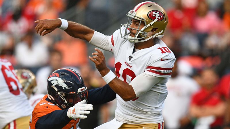 Denver Broncos linebacker Bradley Chubb and San Francisco 49ers quarterback Jimmy Garoppolo