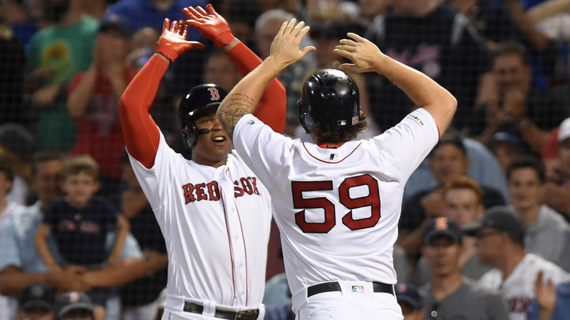 Red Sox infielders Sam Travis, Rafael Devers