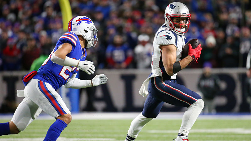 Buffalo Bills safety Micah Hyde and New England Patriots wide receiver Julian Edelman