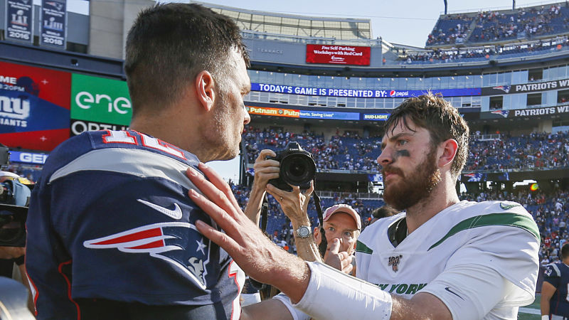 New England Patriots quarterback Tom Brady and New York Jets quarterback Luke Falk