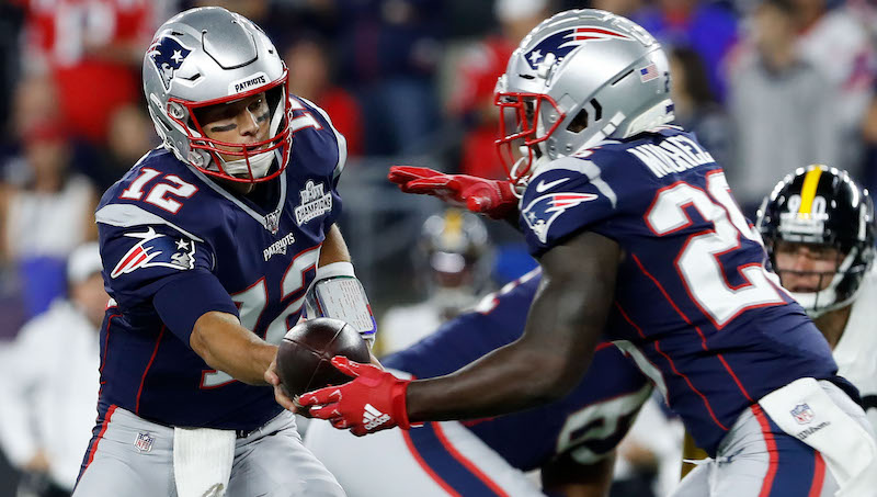 Patriots quarterback Tom Brady, running back Sony Michel