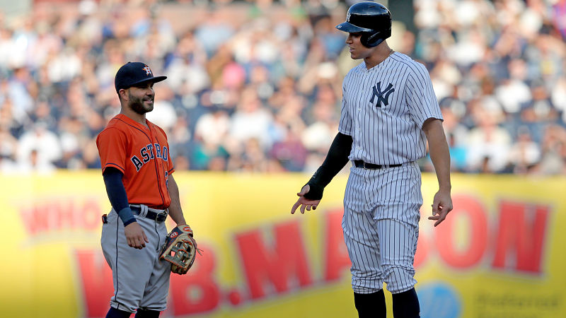Houston Astros second baseman Jose Altuve and New York Yankees right fielder Aaron Judge