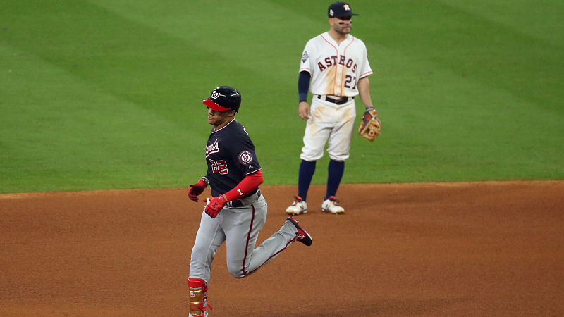 Washington Nationals left fielder Juan Soto and Houston Astros second baseman Jose Altuvr