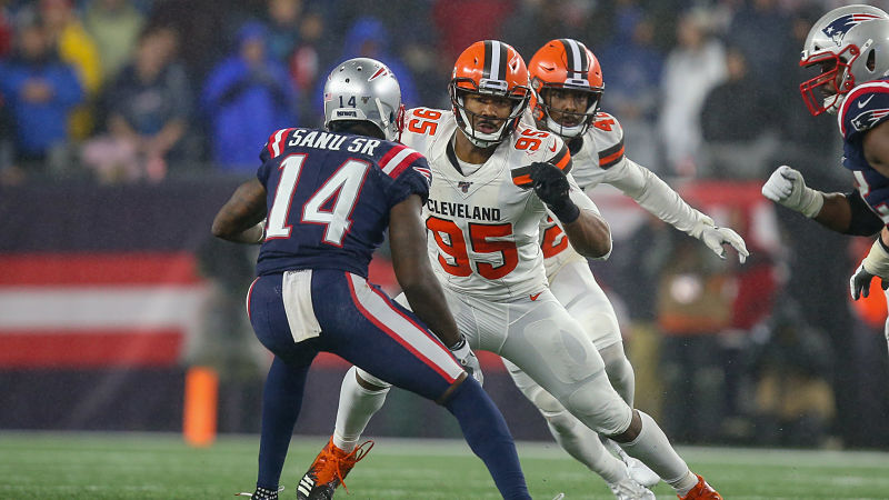 New England Patriots wide receiver Mohamed Sanu and Cleveland Browns defensive lineman Myles Garrett