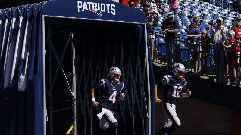 New England Patriots quarterbacks Tom Brady and Jarrett Stidham