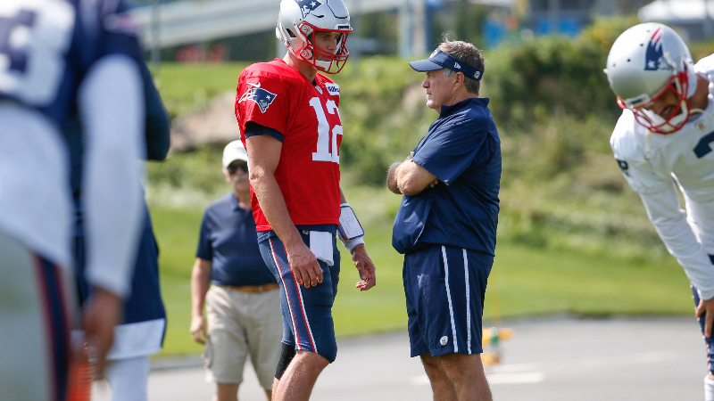 New England Patriots head coach Bill Belichick and quarterback Tom Brady