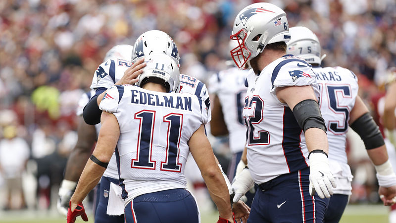 New England Patriots quarterback Tom Brady and wide receiver Julian Edelman
