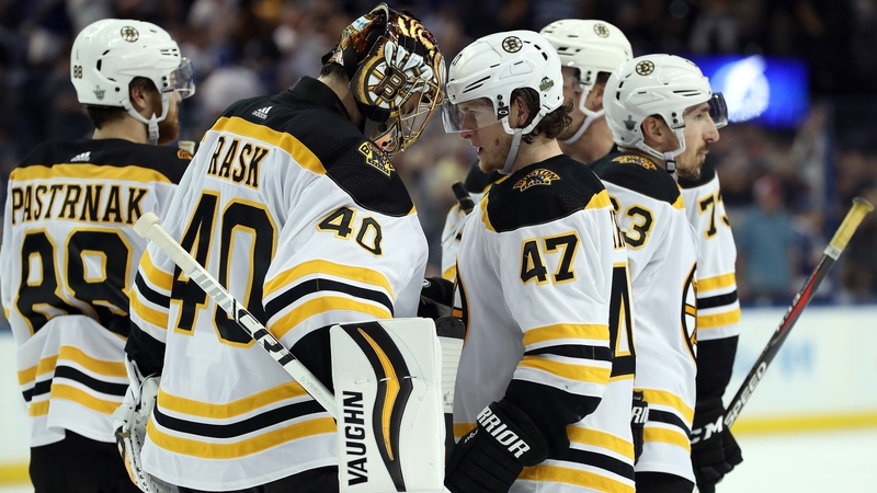 Bruins goalie Tuukka Rask, Bruins defenseman Torey Krug