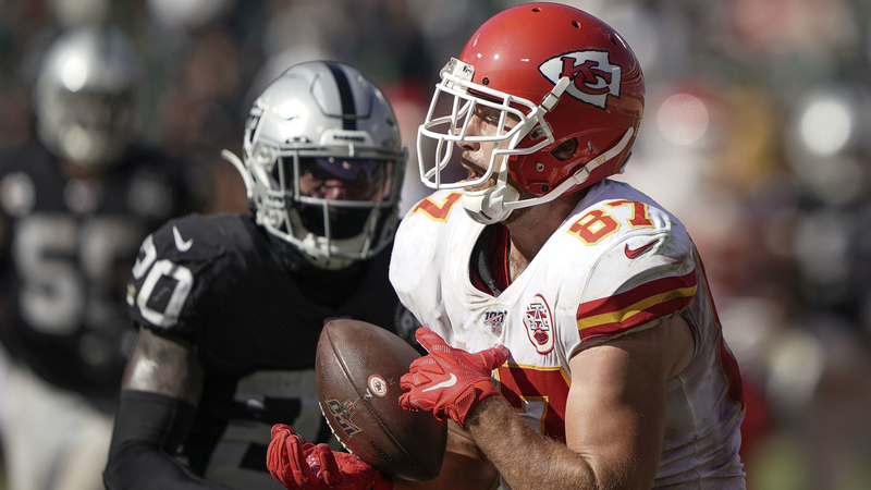 Kansas City Chiefs Tight End Travis Kelce And Oakland Raiders Cornerback Daryl Worley