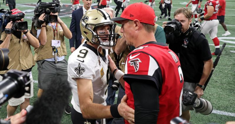 New Orleans Saints quarterback Drew Brees and Atlanta Falcons quarterback Matt Ryan