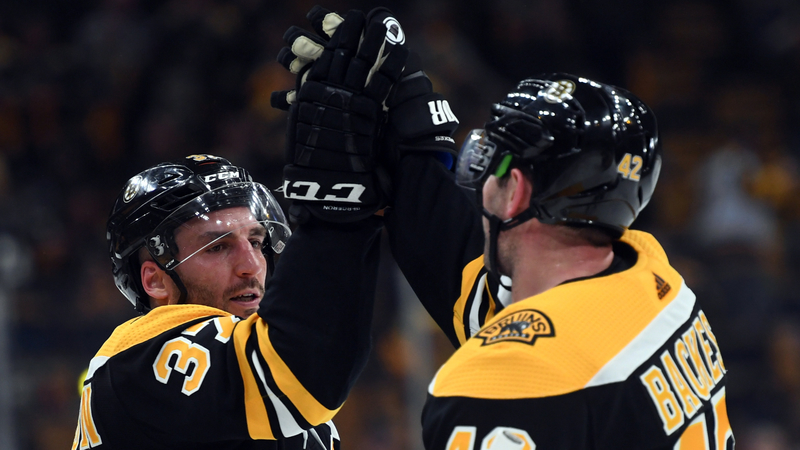 Boston Bruins' Patrice Bergeron And David Backes