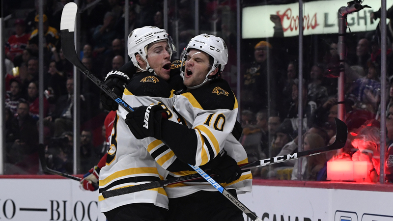 Bruins forwards Charlie Coyle, Anders Bjork