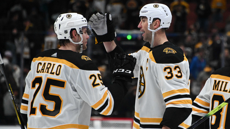 Boston Bruins Defensemen Brandon Carlo And Zdeno Chara