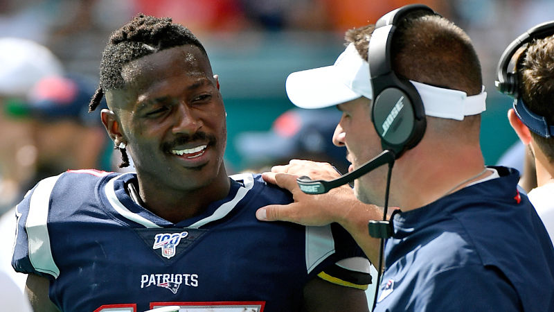 Antonio Brown and New England Patriots offensive coordinator Josh McDaniels